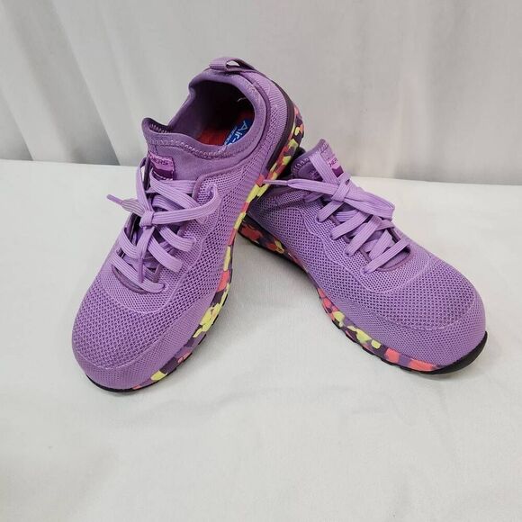 Skechers Size 7.5 Womens Bulklin Balran Comp Toe Sneaker Purple - Picture 2 of 8